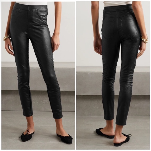 SPANX Leather-Like Ankle Skinny Pant / Legging $148 NOIR BLACK Sz ST - Picture 3 of 14